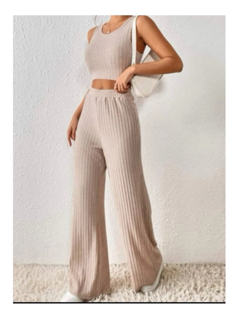 Sincerely Jules Ribbed Wide-Leg Knit Pants and Tank Top Coord Set